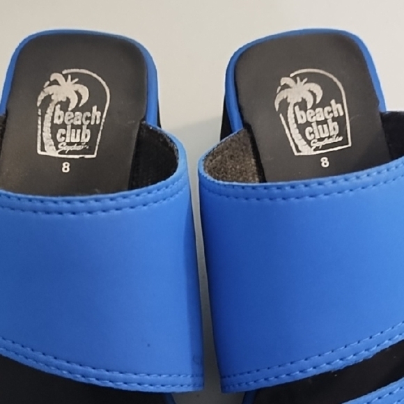 Vibrant Blue 90's Slide Sandals Platform Beach Club Seychelles - Picture 6 of 12